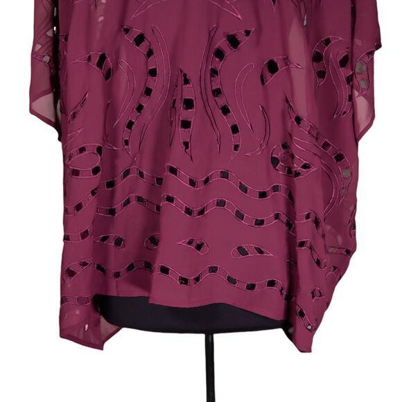Beautiful Stories Anthropologie Women's Kimono Burgundy Open Front Cardigan OS - Picture 9 of 10